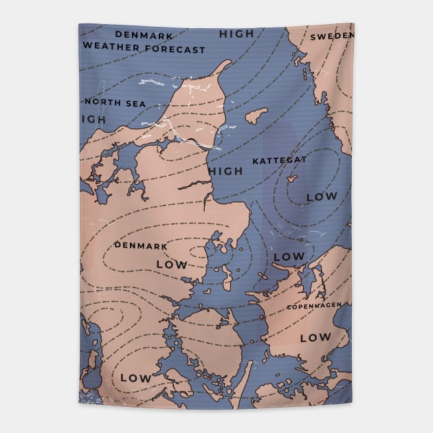 Denmark vintage Weather forecast Tapestry by nickemporium1