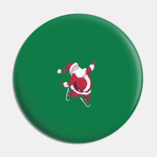 Santa Claus skating on ice Pin