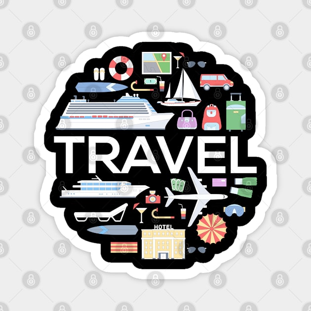 Travel Concept Doodle Magnet by Mako Design 