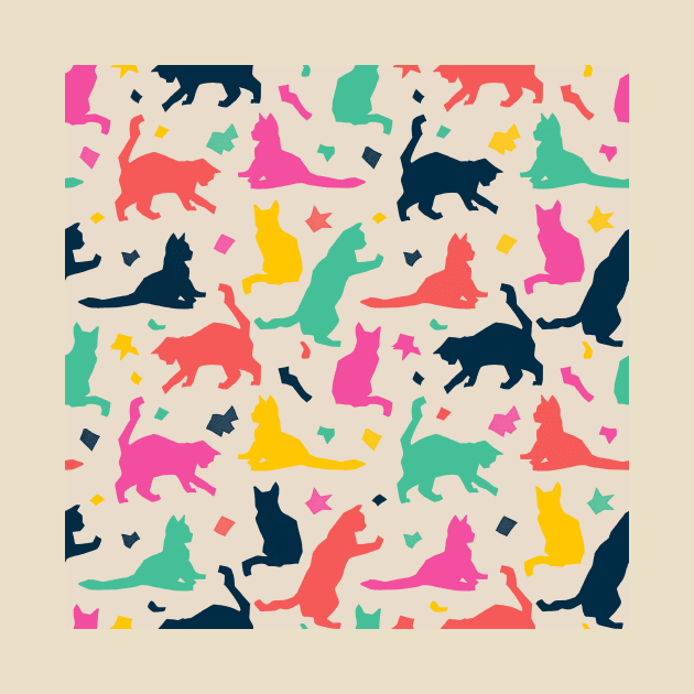 Colorful Matisse Cats by Carolina Díaz