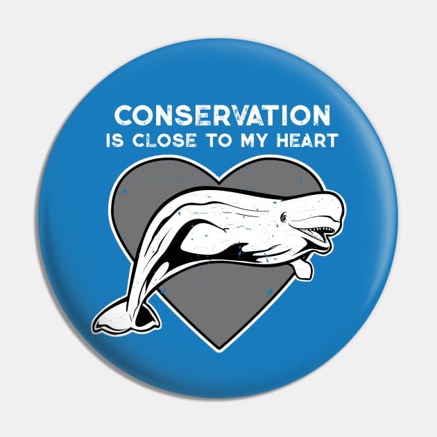 Beluga Conservation Heart Pin by Peppermint Narwhal