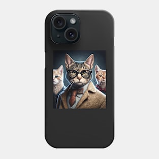 Distinguished cat portrait wearing a glasses Phone Case