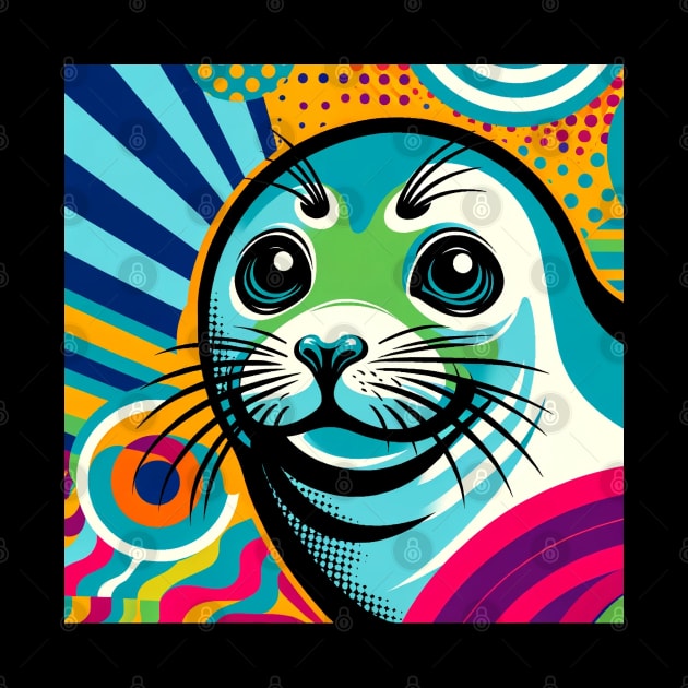 Arctic Aura Weddell Seal Pop Art - Polar Elegance by PawPopArt