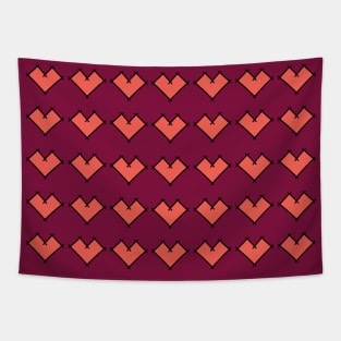 Red Gothic Square Hearts Tapestry