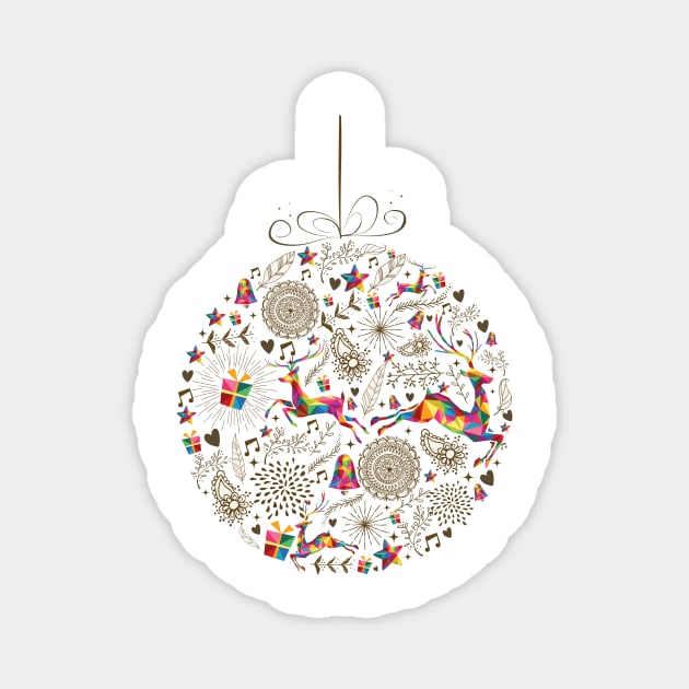 Rainbow Fractal Deer Christmas Ornament Magnet by SandiTyche