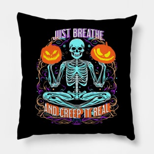 Halloween Skeleton Breath Creep It Real Pillow