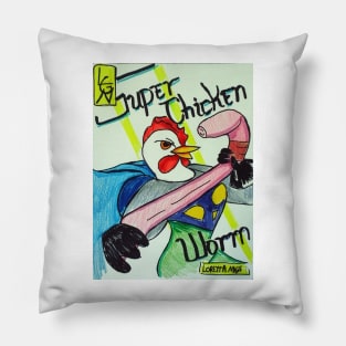 Super Chicken vs Worm Pillow