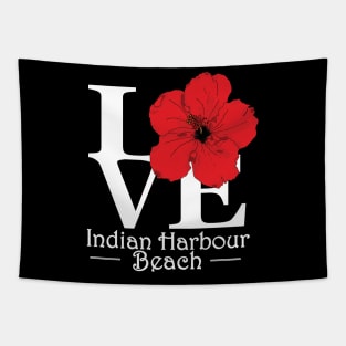 LOVE Indian Harbour Beach Red Hibiscus Tapestry