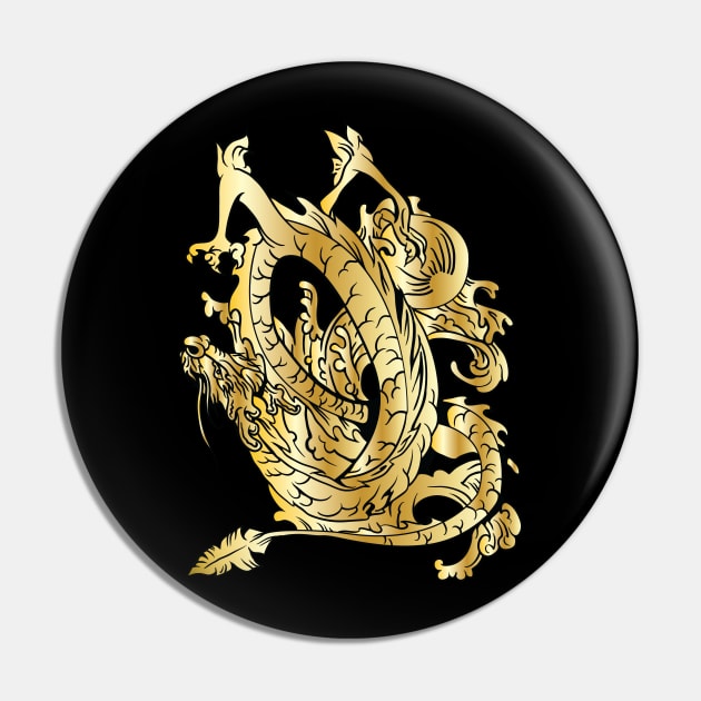 Gold Dragon 02 Pin by Verboten