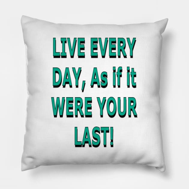 Live Every Day as if it Were Your Last! Pillow by ZerO POint GiaNt