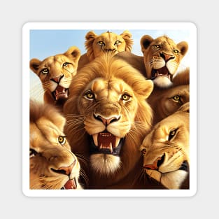 Lion King Wild Nature Funny Happy Humor Photo Selfie Magnet