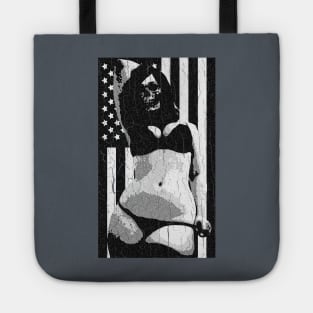 Evil Chick with USA Flag (vintage distressed look) Tote