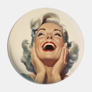 Happy Vintage Woman Pin