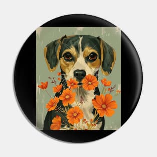 Beagle Flowers Photo Art Design For Dog Onwer Pin