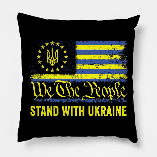 We The People Stand With Ukraine American Flag Pillow by Hawenog
