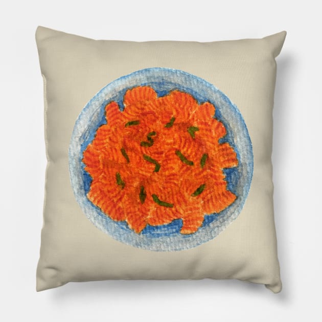 Fusilli pasta watercolour painting Pillow by toffany's