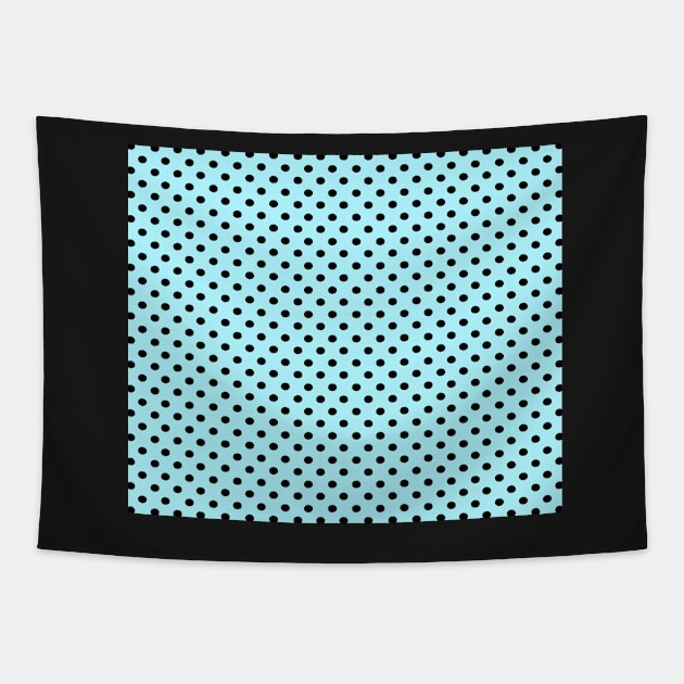 Powder Blue and Black Polka Dot Pattern Tapestry by CraftyCatz