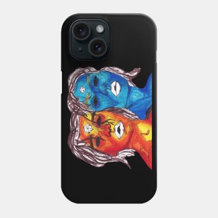 "the sun and moon" watercolor Phone Case