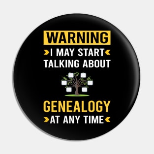 Warning Genealogy Genealogist Pin