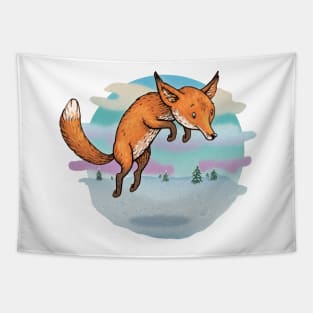 Winter fox - daytime Tapestry