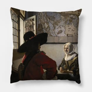 Officer and Laughing Girl by Jan Vermeer Pillow
