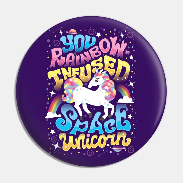 Rainbow-infused Space Unicorn Pin by risarodil