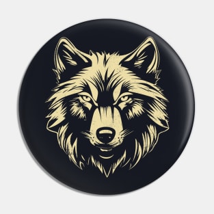 Wolf Head Vintage Graphic Off White on Black Pin