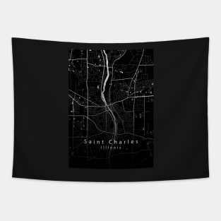 Saint Charles Illinois City Map dark Tapestry