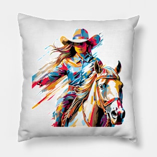American Cowgirl Western Country Tradition Culture Abstract Pillow