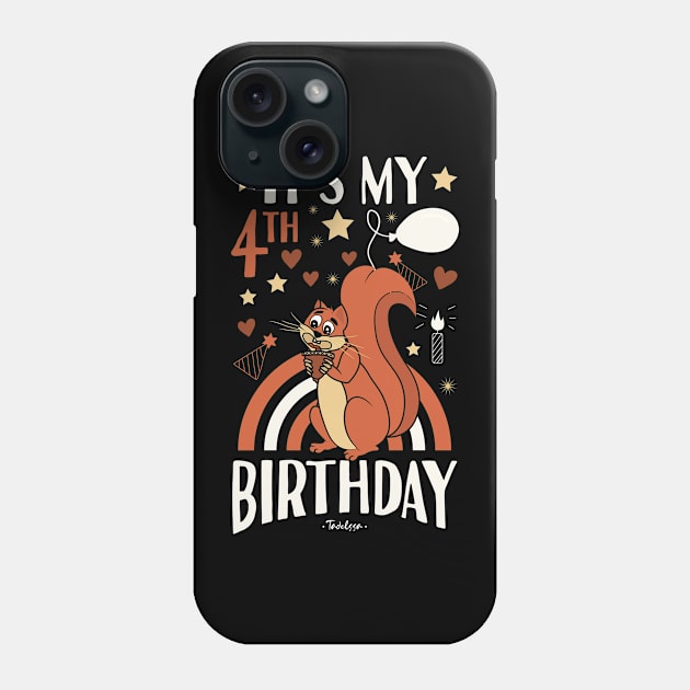 4th Birthday Squirrel Phone Case by Tesszero