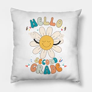 Hello 2ND Grade Groovy Peaceful Flower Smile Back To School Pillow