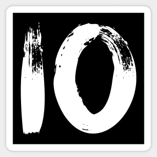 Number 10 White Black Stickers, Magnet