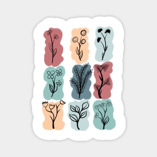 Line Art Floral Magnet