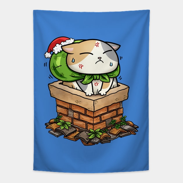 Cat stuck in Chimney Tapestry by Takeda_Art