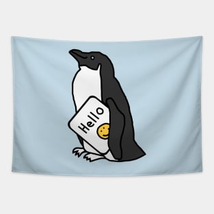 Cute Penguin Says Hello Tapestry