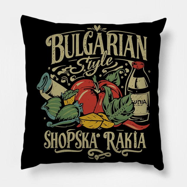 Bulgarian Style: Shopska Salad Rakia Drink Pillow by Pistacchio Gift