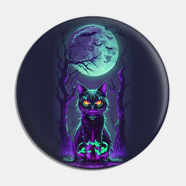 Halloween Cat Pin by Buff Geeks Art