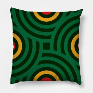 Circular Pattern, Ethiopian Flag (Green, Yellow & Red) Pillow