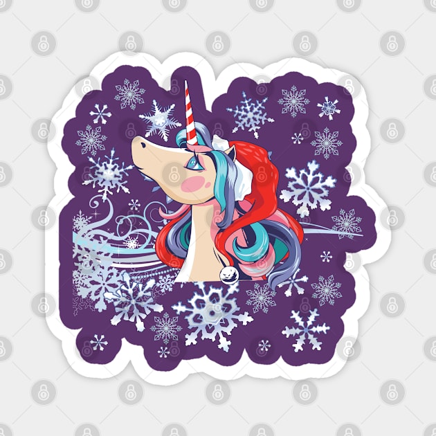 Beautiful Christmas Unicorn Magnet by Jane Winter