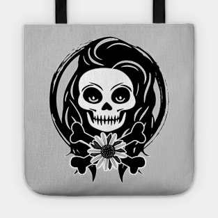 Florist Skull and Flower Black Logo Tote