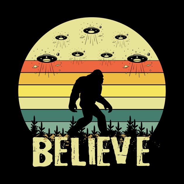 Retro Believe in Bigfoot by Teewyld