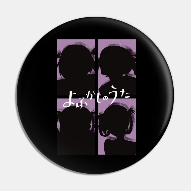 Call of the Night Anime Characters Silhouette of Nazuna Nanakusa in Cool 4 Panels Pop Art Style with Yofukashi no Uta Kanji or Japan Text Pin by Animangapoi