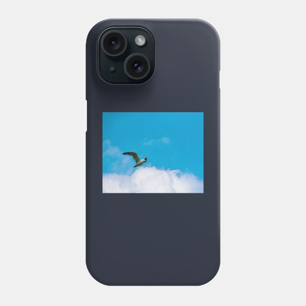 Flying seagull, clouds on the sky Phone Case by NxtArt