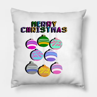 Merry Christmas Retro Bauble Design Pillow