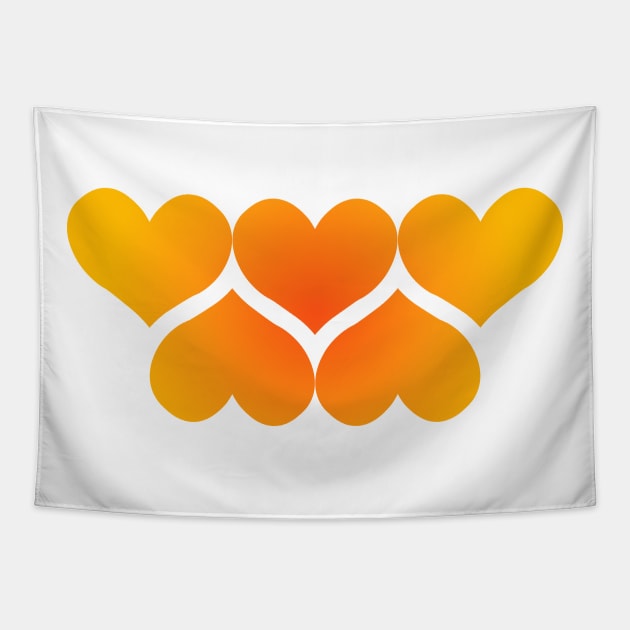 Hearts, Hearts, Hearts - Orange You Glad to See Me Tapestry by RawSunArt