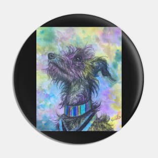 Rainbow scruffy Lurcher Pin