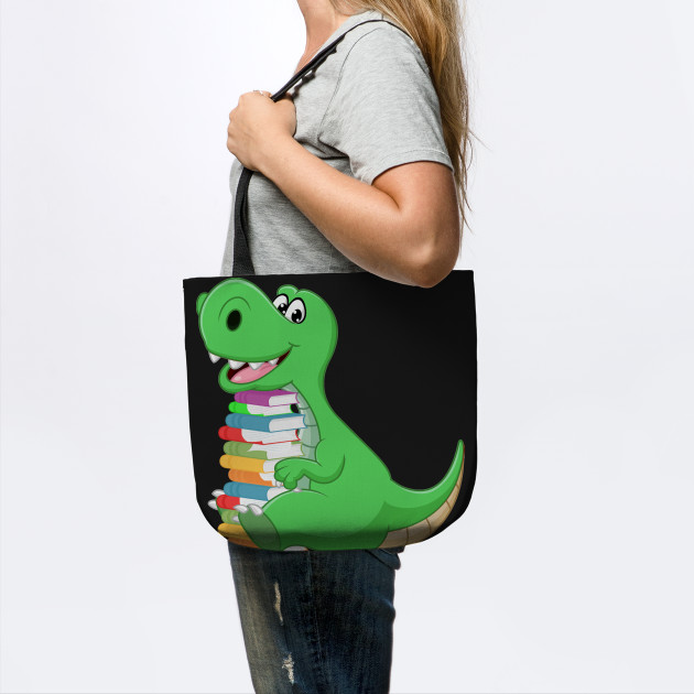 Dinosaur Book Stack Tote Bag