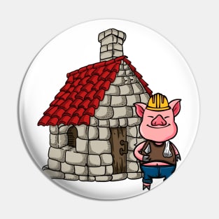 Three Pigs Brick House  Lazy Halloween Costume Pin