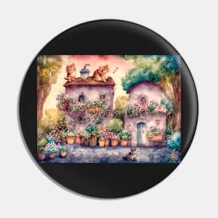 House with Kittens Pin