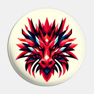 Geometric Fire Dragon: Mythical Red Majesty Pin